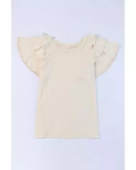 Футболка с коротким рукавом Azura Exchange с оборками и ярусами S абрикосовый