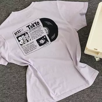 Футболка с коротким рукавом BT21 CITY EDITION фиолетовая - Токио (Выберите опцию: M / L) M
