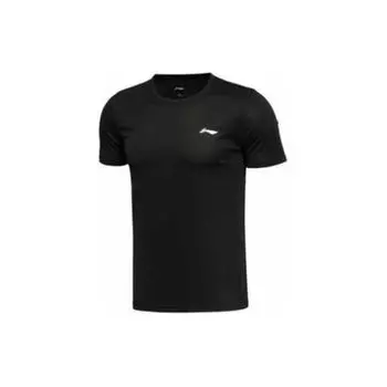 Футболка с коротким рукавом для тренировок Li Ning серии Training, логотип-микрозначок, мужская, топы, черная, ATSP325-1 S