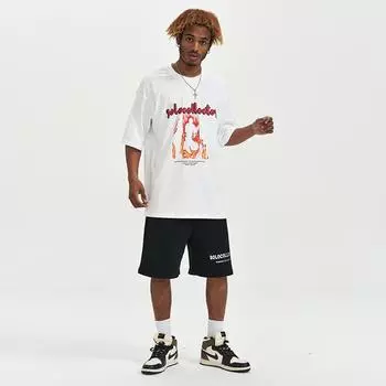 Футболка с коротким рукавом для весны и лета, мужская, уличная, модная, свободная, с коротким рукавом, мужская одежда, топы S белый