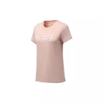 Футболка с коротким рукавом для женщин с принтом логотипа серии Li Ning Fitness, персиково-розовый ATSR290-3 L