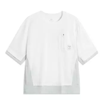 Футболка с коротким рукавом и цветными блоками Li Ning Wade Series, удобная, дышащая, с круглым вырезом, мужская, стандартная, белая AHSUE13-2 XL