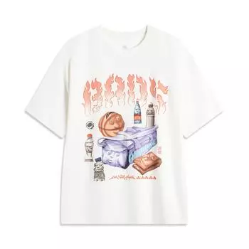 Футболка с коротким рукавом и круглым вырезом с буквенным узором Li Ning X Badfive Basketball Series, мужские футболки цвета «белый» AHSU151-1 S