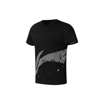 Футболка с коротким рукавом и круглым вырезом с логотипом Li Ning Training Series, мужские топы, черная ATSS495-1 M