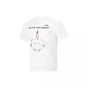 Футболка с коротким рукавом и круглым вырезом Li Ning Logo Print, мужская, стандартная, белая, AHSU407-2 3XL