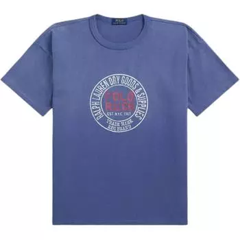 Футболка с коротким рукавом и круглым вырезом Polo Ralph Lauren с логотипом, мужская, топы, синяя 710965006-001 L