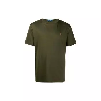 Футболка с коротким рукавом и круглым вырезом Polo Ralph Lauren с мелким узором, мужская, топы, зеленая, 710740727-021 XS