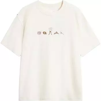 Футболка с коротким рукавом и круглым вырезом Li Ning Sports Trend Series с принтом, влагоотводящая, мужская, цвет белый AHSU507-1 XL