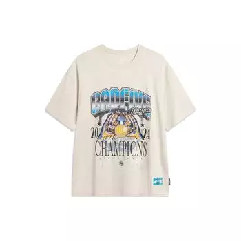 Футболка с коротким рукавом и круглым вырезом Li Ning Badfive Letter Print, мужские топы, цвет гравийно-серый AHSU415-2 M