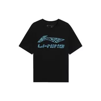 Футболка с коротким рукавом и круглым вырезом Li Ning Sports Lifestyle Series с логотипом и буквенным принтом, мужские футболки черного цвета AHSSE03-2 M