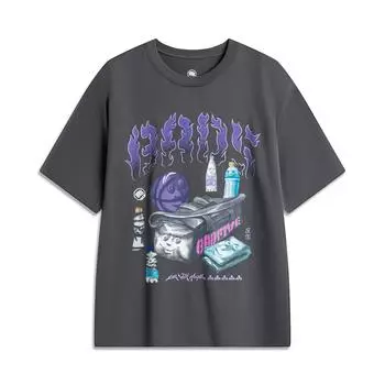 Футболка с коротким рукавом и круглым вырезом Li Ning X Badfive Basketball Series Collaboration, мужские топы графитово-серого цвета AHSU151-6 S