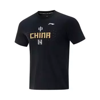 Футболка с коротким рукавом и круглым вырезом Li Ning Quick-Dry, унисекс, топы, черная AHSV057-1 XL
