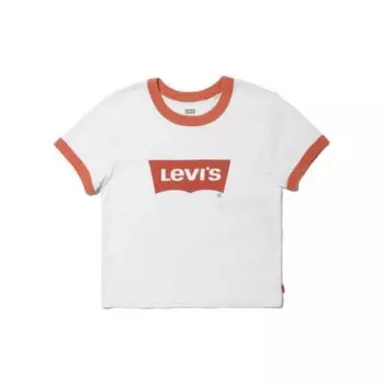 Футболка с коротким рукавом и круглым вырезом Levis с логотипом, женские топы, белые A3523-0004