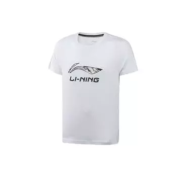 Футболка с коротким рукавом и круглым вырезом с принтом логотипа Li Ning, мужская белая AHSP897-1 M