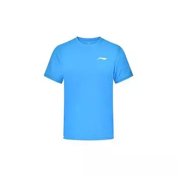 Футболка с коротким рукавом и круглым вырезом Li Ning Badminton Series с логотипом, мужская, парусный спорт, цвет синий AHST347-6 S