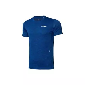 Футболка с коротким рукавом и круглым вырезом с логотипом Li Ning Training Series, мужские топы, синяя ATSR385-2 L