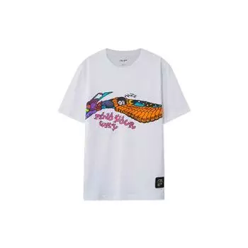 Футболка с коротким рукавом и круглым вырезом Li Ning X Chinatown Market Collaboration, белая, с забавным логотипом и принтом AHSR901-1 M