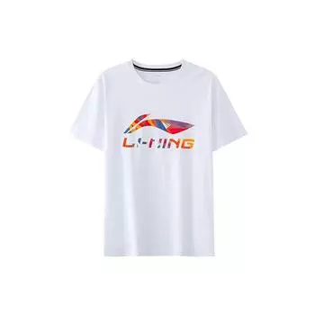 Футболка с коротким рукавом и круглым вырезом Li Ning с большим логотипом, мужская, белая, AHSR659-2 L