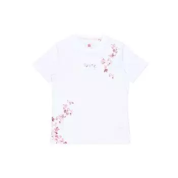Футболка с коротким рукавом и круглым вырезом Li Ning Sakura Pattern, женские топы, белая AHSR626-1 XS