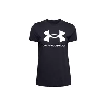 Футболка с коротким рукавом и круглым вырезом с принтом логотипа Under Armour, женские топы, цвет черный 1356305-001 S