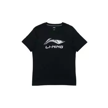 Футболка с коротким рукавом и круглым вырезом с логотипом LiNing, мужские топы, цвет черный AHSP897-5 M