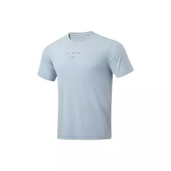 Футболка с коротким рукавом и круглым вырезом Li Ning Fitness Series, мужские топы синего цвета ATST103-4 L
