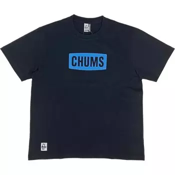 Футболка с коротким рукавом и логотипом, хлопок США, черная x [Chums] CH01-2277 (М, К065 Синий)