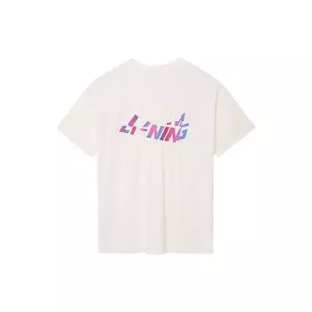 Футболка с коротким рукавом и принтом букв Li Ning, свободная, женская, топы, цвет не совсем белый AHSS082-1 XXL