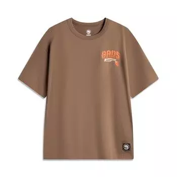 Футболка с коротким рукавом и принтом логотипа баскетбольной серии Li Ning X Badfive, мужские топы, коричневый цвет AHSU157-7 L