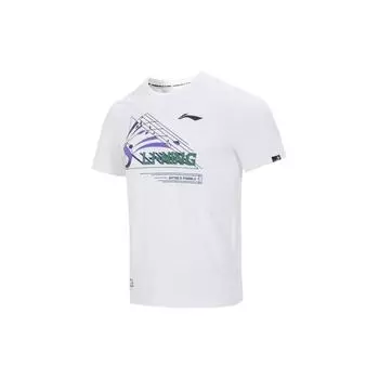 Футболка с коротким рукавом и принтом логотипа серии Li Ning Badminton, унисекс, белая, AHST699-1 XL