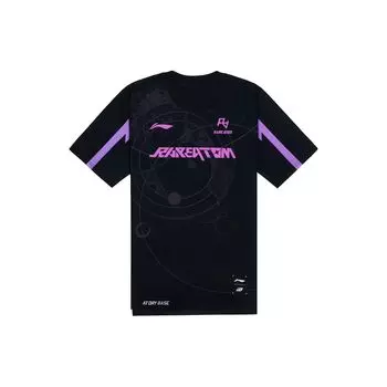 Футболка с коротким рукавом и V-образным вырезом с логотипом Li Ning Sports Lifestyle Series RA Team, мужская футболка ATST763-1 S