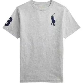 Футболка с коротким рукавом и вышитым логотипом Polo Ralph Lauren, детские топы, светло-серый цвет 323832907-040 XL