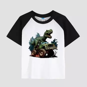 Футболка с коротким рукавом и заниженной линией плеч для мальчиков, хлопковая ткань, повседневный модный детский топ на лето 100cm