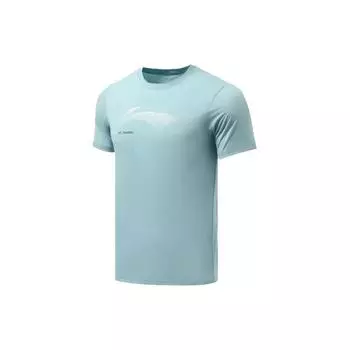 Футболка с коротким рукавом из дышащего материала и логотипом Li Ning Fitness Series, быстросохнущая, мужская, синяя ATSR295-3 2XL