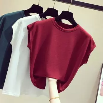 Футболка с коротким рукавом из шелка Ice Silk, женская летняя новинка, сексуальная, свободная, с коротким рукавом, базовая рубашка Spice Girls, топ-тренд One size