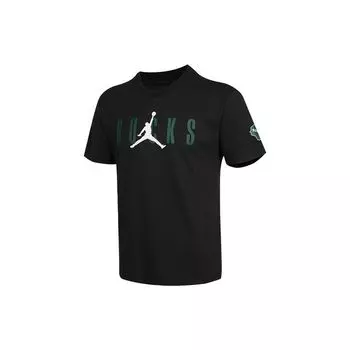 Футболка с коротким рукавом Jordan Milwaukee Bucks с баскетбольным принтом и круглым вырезом, мужские топы, черный DA6515-010 XXXL