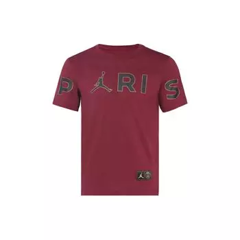 Футболка с коротким рукавом Jordan Wordmark Paris Saint-Germain с круглым вырезом и буквенным принтом, мужские топы, бордо CK9786-610 S