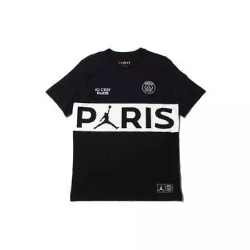 Футболка с коротким рукавом Jordan x PSG Paris Saint-Germain, мужские топы, черные BQ8390-010 XS