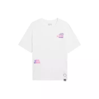 Футболка с коротким рукавом Li Ning Anti-Five Series Military Deception Letter Graphic Print, мужские топы, базовая, белая, AHSS393-1 XXXL