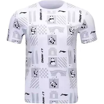 Футболка с коротким рукавом Li Ning Badminton Chengdu Neng Mao Element Thomas Cup с круглым вырезом, удобная памятная футболка унисекс AHSUA45-2 L