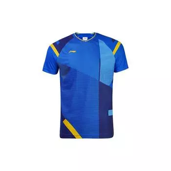 Футболка с коротким рукавом Li Ning Badminton Series Quick-Dry Cool Color-Block, мужская, синяя AAYR011-3 M