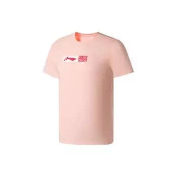 Футболка с коротким рукавом Li Ning Cool And Breathable Logo, однотонная, мужская, флуоресцентно-мягкая, оранжевая, AHSS217-4 L