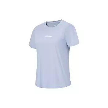 Футболка с коротким рукавом Li Ning Fitness Series UPF 50+ с логотипом для защиты от солнца Ice Feel, женские топы цвета мохито-синий ATSU730-1 M