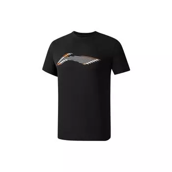 Футболка с коротким рукавом Li Ning Fitness Series с принтом логотипа, повседневная, влагоотводящая, быстросохнущая, мужская, черная ATSS605-1 M