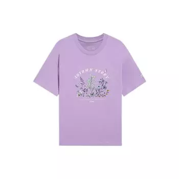 Футболка с коротким рукавом Li Ning Floral Letter Loose, женские топы, фиолетового цвета AHSS888-2 XL