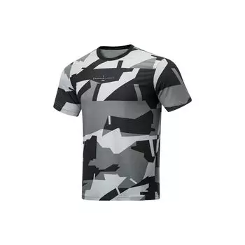 Футболка с коротким рукавом Li Ning Full Print Ice Feel, мужские топы, цвет черный серый ATST509-1 M