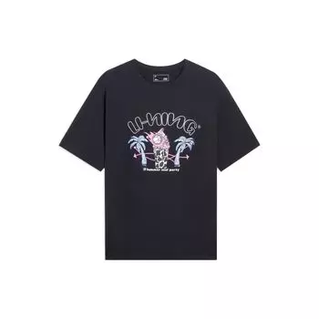 Футболка с коротким рукавом Li Ning Sports Trend Series Cartoon Letter, мужские топы, черные AHSS327-2 XL