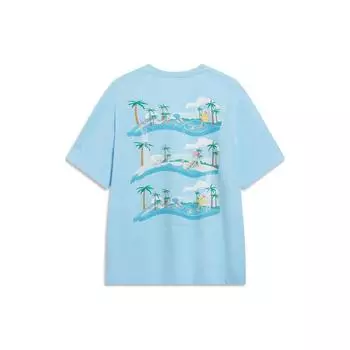 Футболка с коротким рукавом Li Ning Sports Lifestyle Series с графическим принтом, впитывающая пот, унисекс, цвет холодный-голубой AHST177-2 3XL