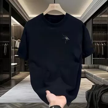 Футболка с коротким рукавом, модная брендовая мужская футболка, мужская большого размера, свободный воротник, принт, модный тренд, женский топ M