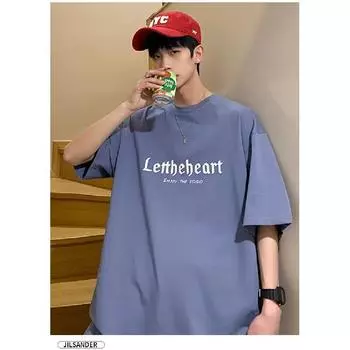 Футболка с коротким рукавом, мужская модная брендовая летняя свободная футболка с коротким рукавом 2024 года, новинка от знаменитостей из интернета, мода, простой принтованный топ M белый